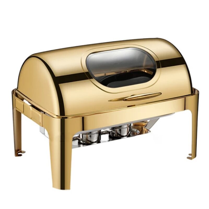 Marmiit rullkaanega Elite kuldne läikiv eest klaasiga rent