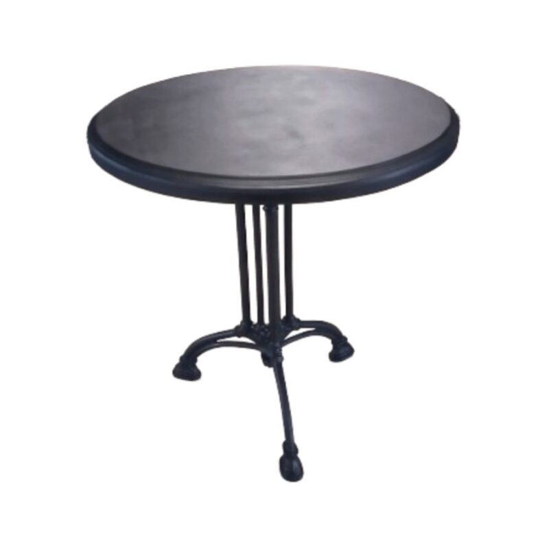 Puitplaadiga metall jalal laud must Ø65H74cm rent