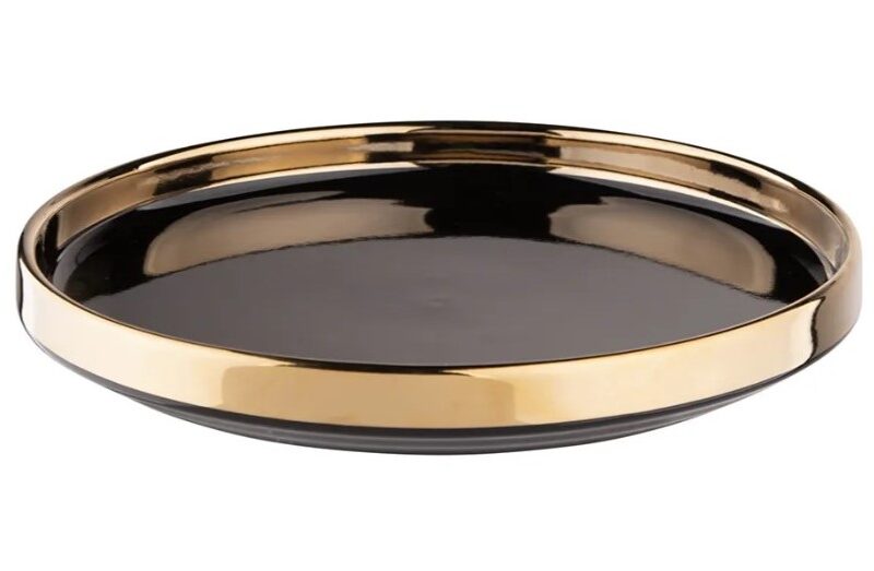 Taldrik must läikiv kuldne laineline äär 21 cm rent