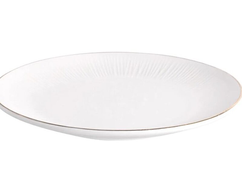 Taldrik kreemjas 25cm kuldse mustrilise äärega rent