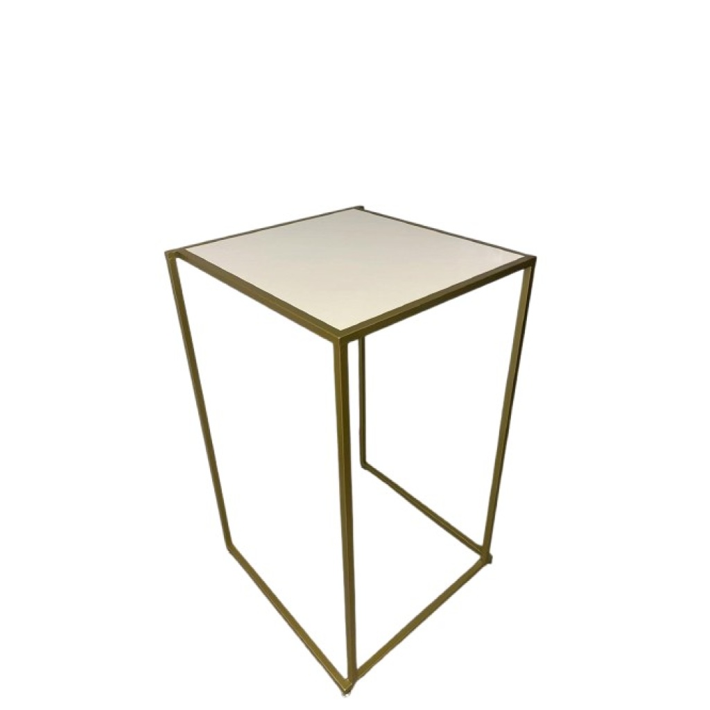 Pukklaud kuldne kandiline KUBO valge lauaplaat rent