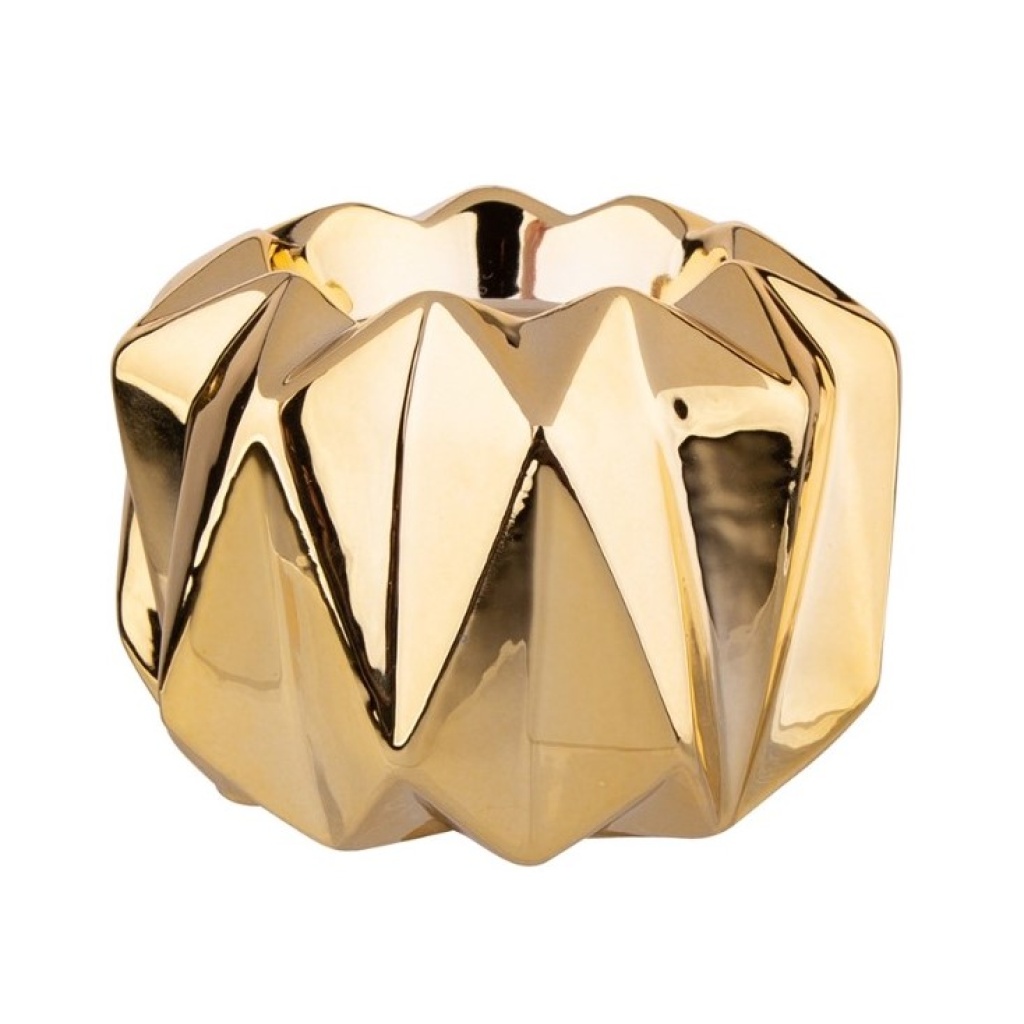 Küünlaalus kuldne läikiv tahuline 9x9cmH6cm rent