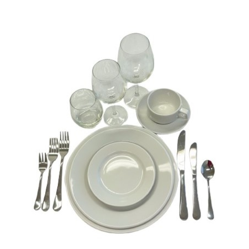 Õhtusöök komplekt valge hõbe rent
