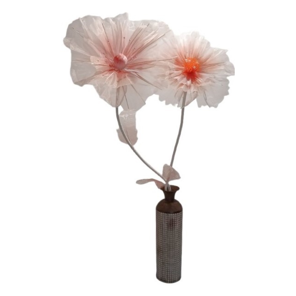 Roosa Gigant lill x2 H175H155cm valge varrega vaasis rent