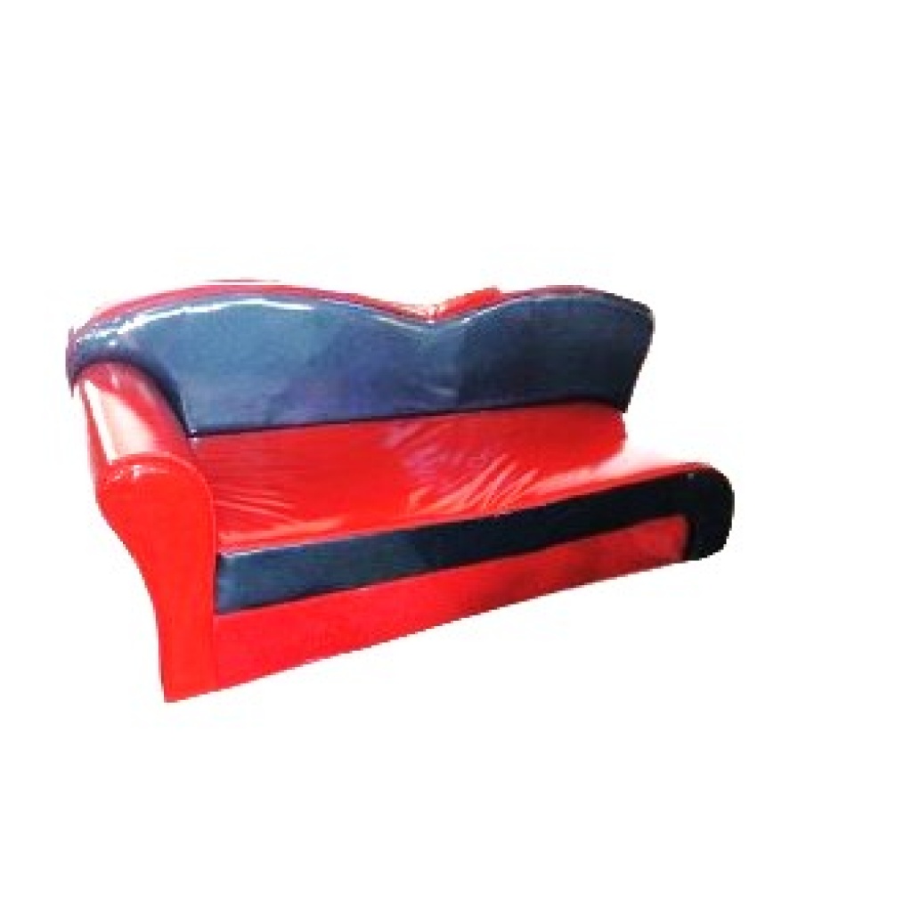 Punane must parempoolne käetugi läikiv nahast diivan rent