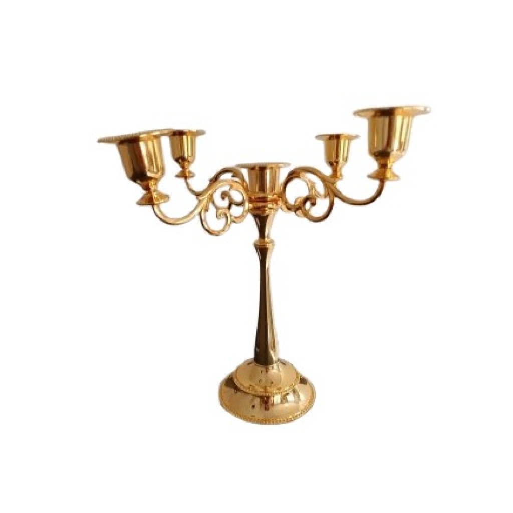 Küünlajalg kuldne läikiv viieharuline 28 cm rent