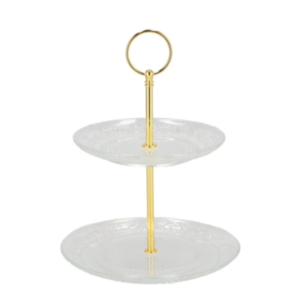 Doha kahekordne läbipaistev klaas vaagen 15/18 H24 cm rent